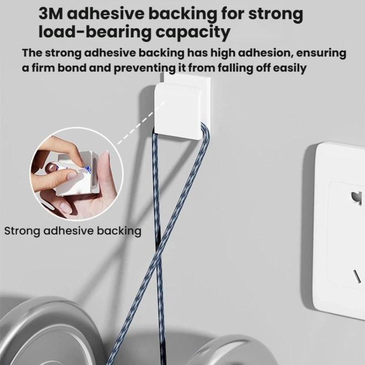 2pcs Charger Holder Phone Charging Cable Clip Plug Hook Organizer - White