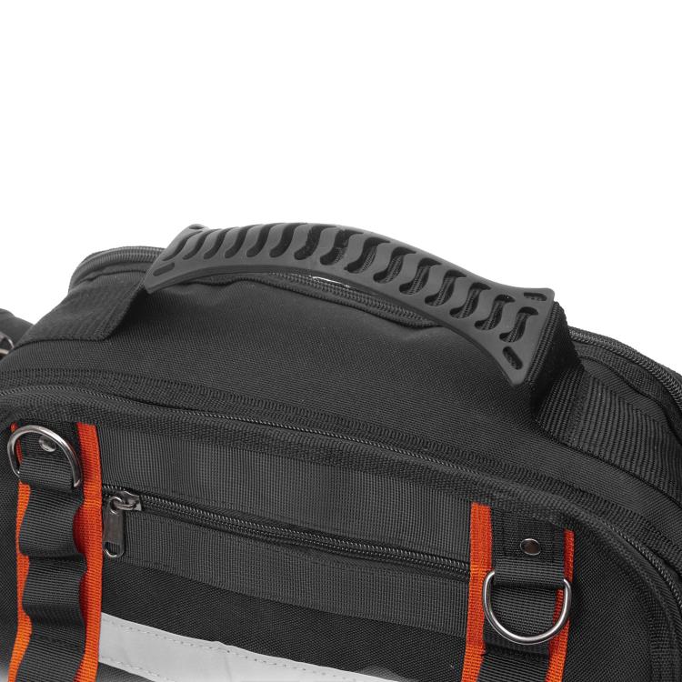 Durable Oxford Fabric Tool Tote Bag with Hard Bottom Portable Storage for Hand Tools, Testers, Measuring Instruments - Black