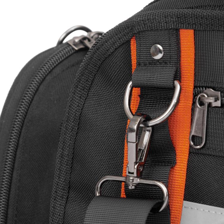 Durable Oxford Fabric Tool Tote Bag with Hard Bottom Portable Storage for Hand Tools, Testers, Measuring Instruments - Black