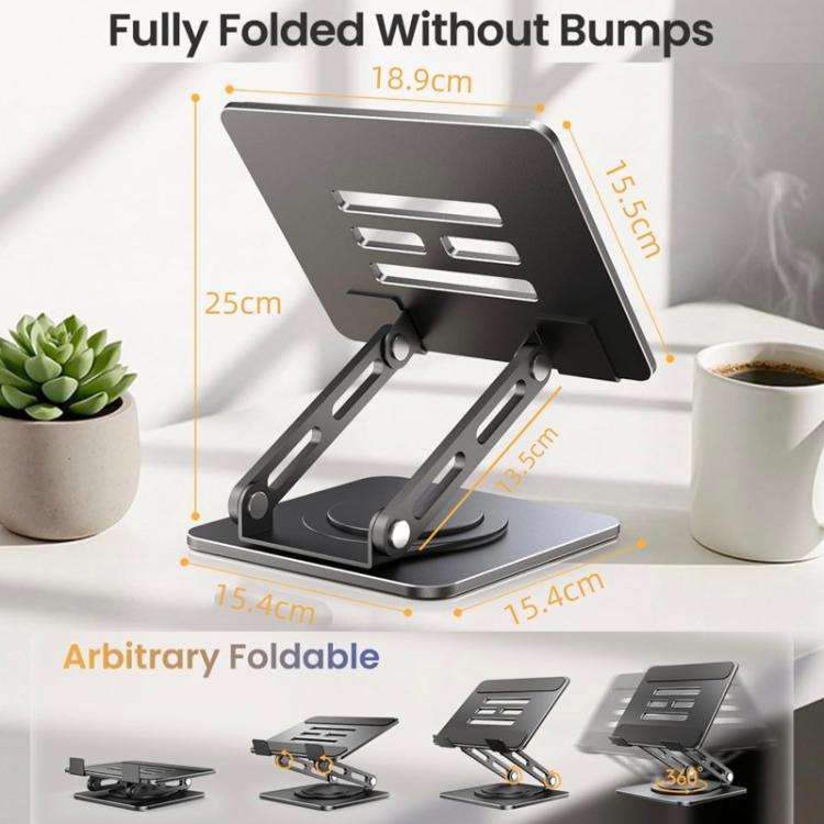Rotatable Height-Adjustable 16 inch Tablet Metal Stand Desktop Gaming Cooling Holder - Black