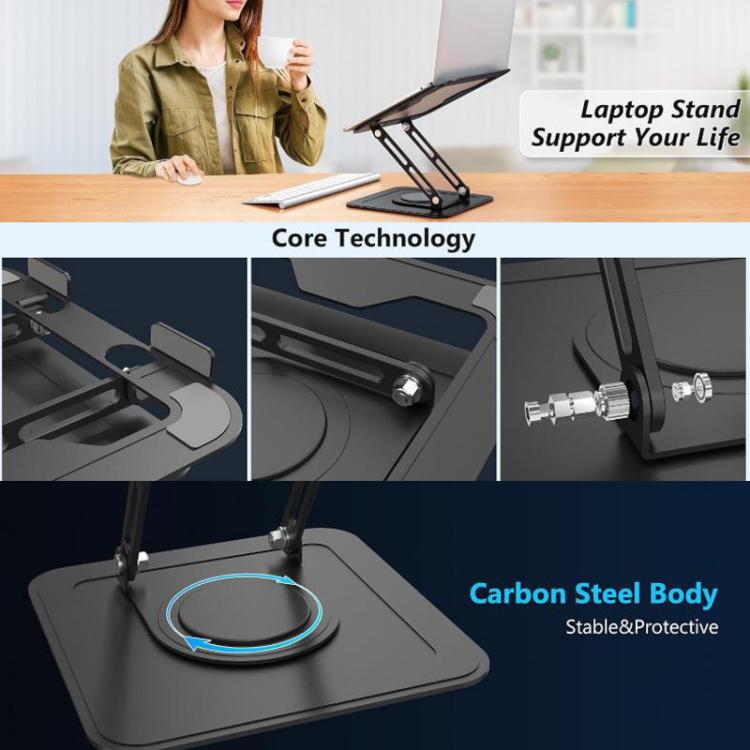 NH-02Pro 360 Degree Rotating Foldable Height Adjustable Ventilated Metal Computer Stand
