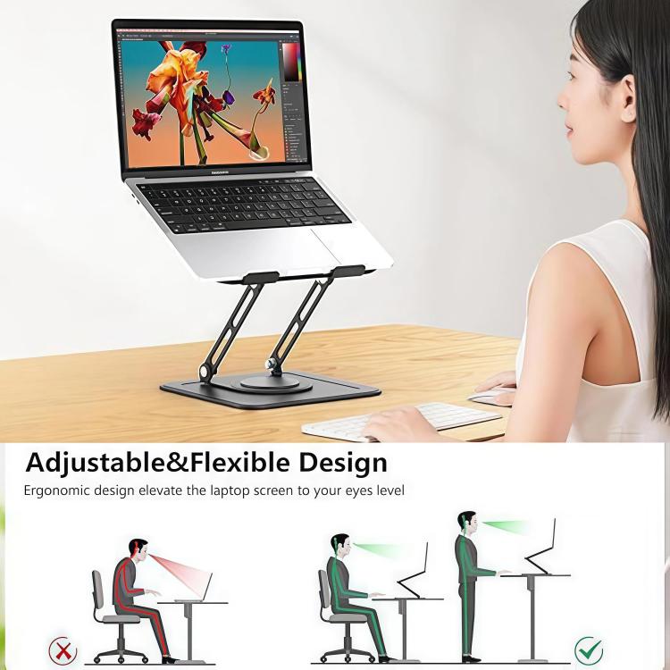 NH-02Pro 360 Degree Rotating Foldable Height Adjustable Ventilated Metal Computer Stand