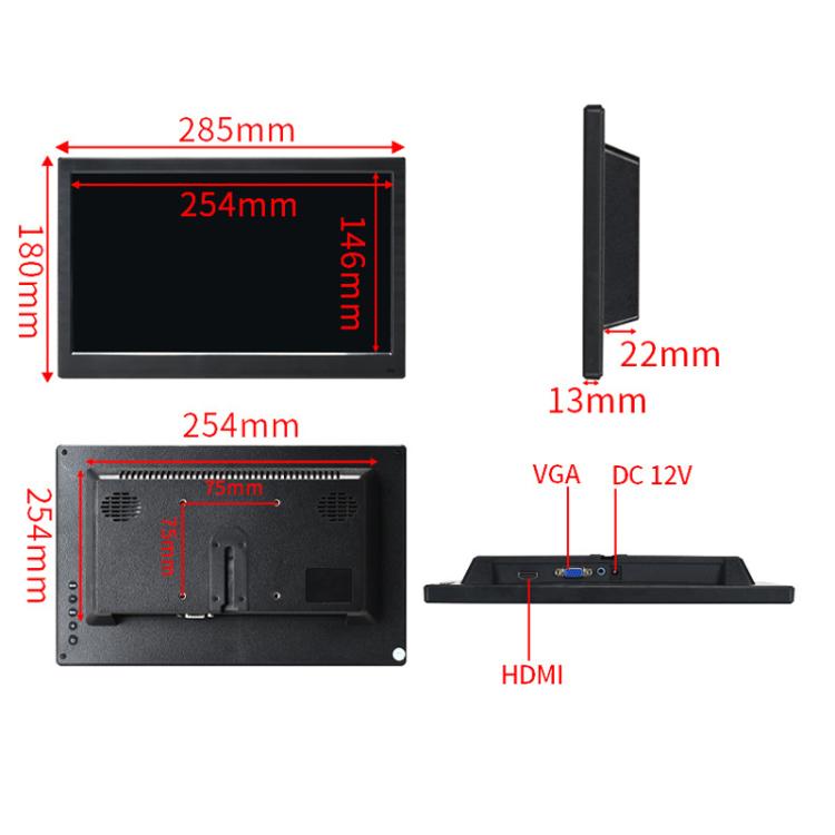 11.6 Inch with 32mm Mounting Bar Industrial Grade IPS Microscope Monitor, US Plug
