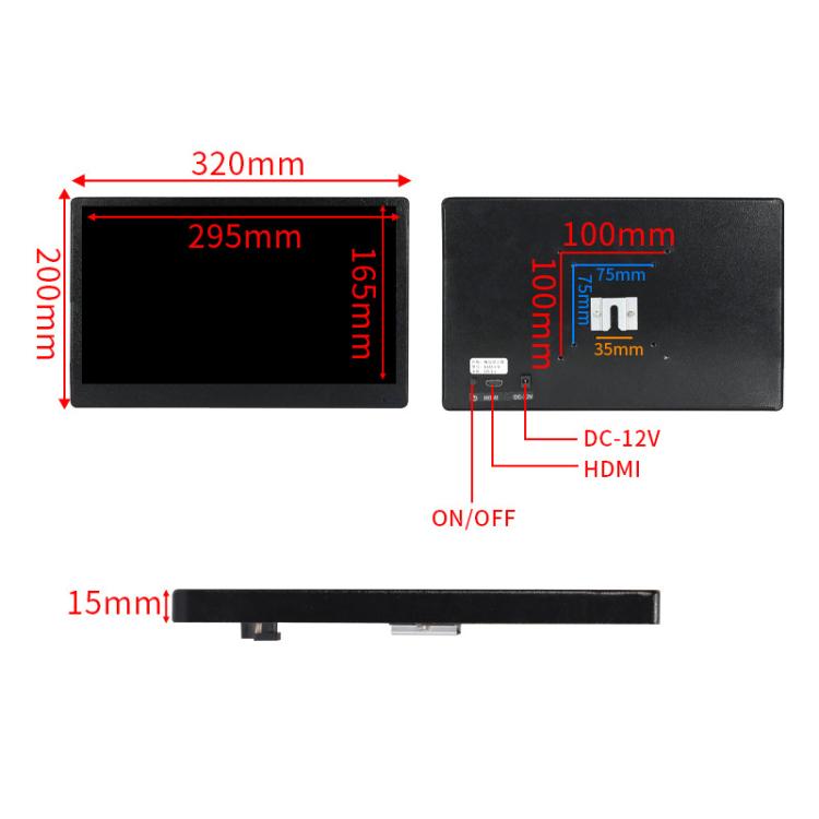 13.3 Inch with 25mm Mounting Bar Industrial Grade IPS Microscope Monitor, US Plug