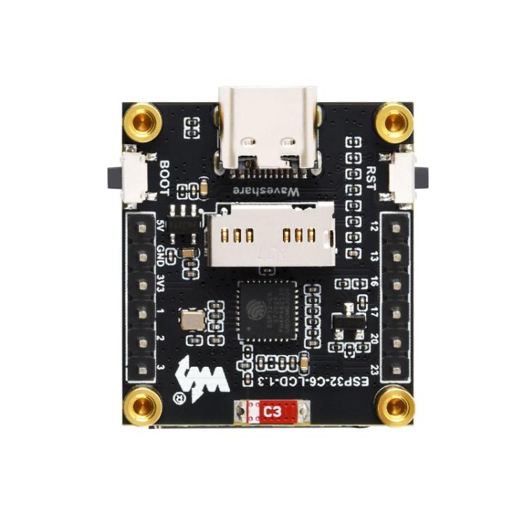 WAVESHARE ESP32-C6 1.3-Inch LCD Display Development Board, Version: With Soldered Pin Header