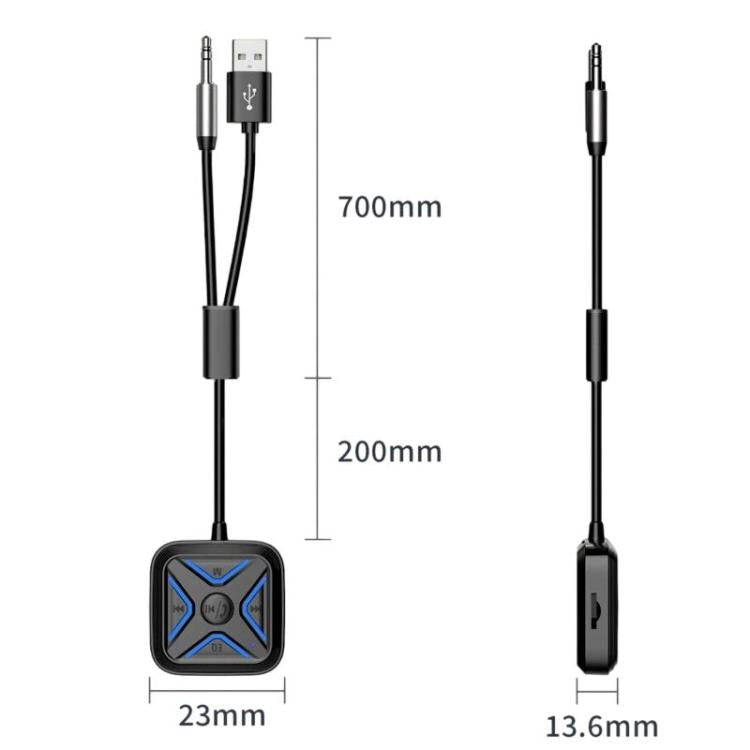 W21 AUX Hands-Free Calling Bluetooth 5.3 Receiver Car Wireless Audio Adapter