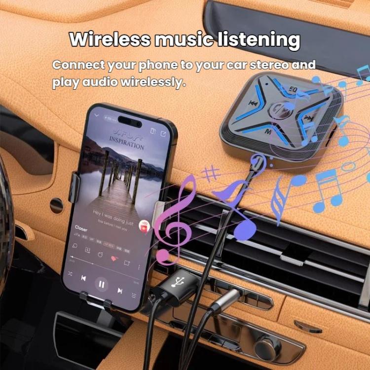 W21 AUX Hands-Free Calling Bluetooth 5.3 Receiver Car Wireless Audio Adapter