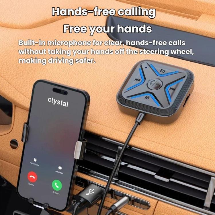W21 AUX Hands-Free Calling Bluetooth 5.3 Receiver Car Wireless Audio Adapter