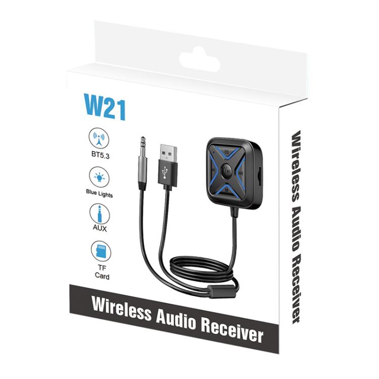 W21 AUX Hands-Free Calling Bluetooth 5.3 Receiver Car Wireless Audio Adapter