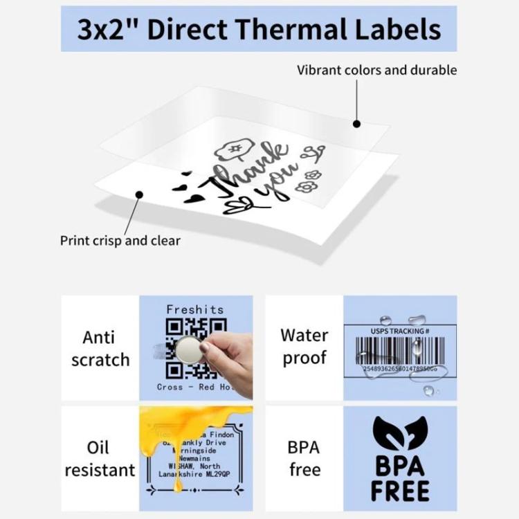 Phomemo 3 x 2 Inch Shipping Label Stickers for PM241-BT/PM246S/D520-BT Printer Y1-Yellow-500Sheets