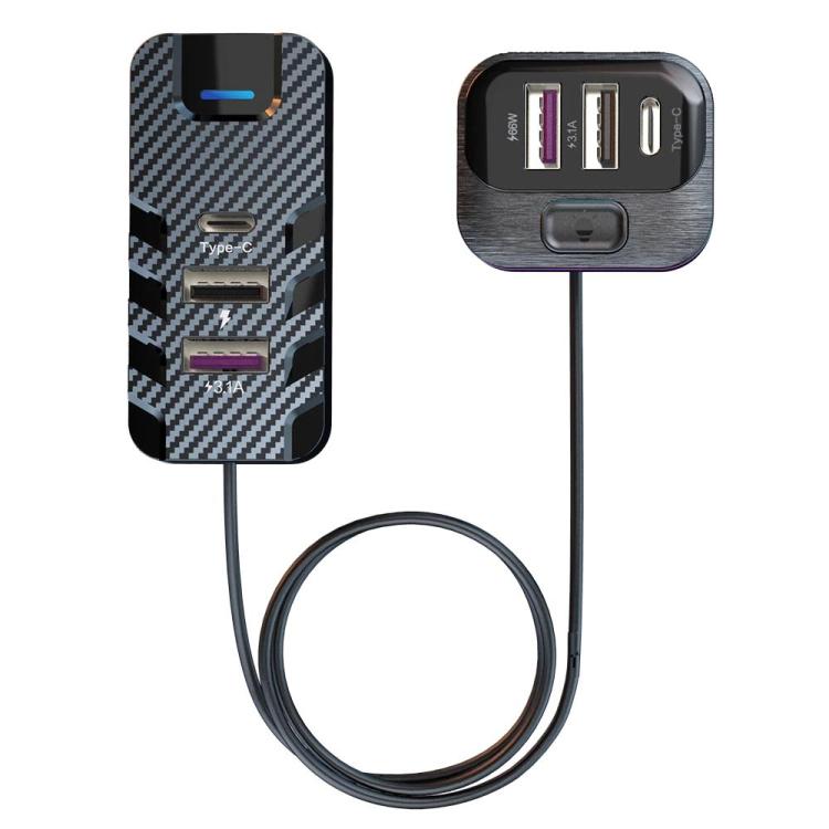 YQ2 YQ2 6-Port Multi-Function Car Phone Charger 66W Fast Charging Car Charger With Cable