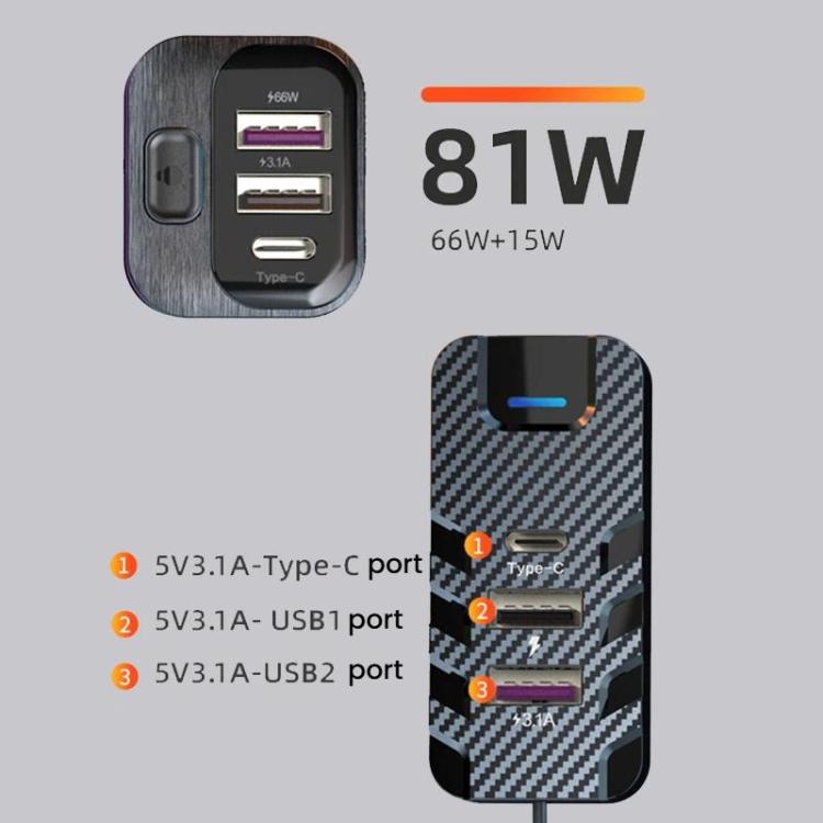 YQ2 YQ2 6-Port Multi-Function Car Phone Charger 66W Fast Charging Car Charger With Cable