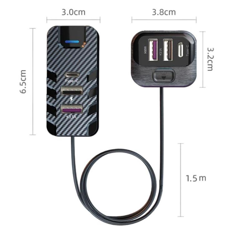 YQ2 YQ2 6-Port Multi-Function Car Phone Charger 66W Fast Charging Car Charger With Cable