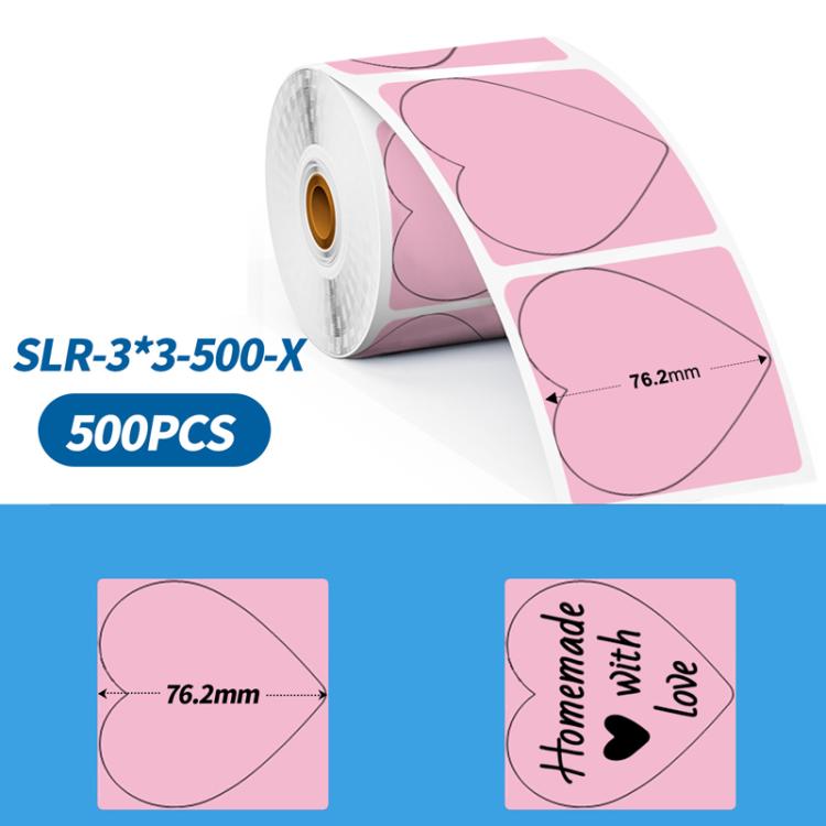 Phomemo 3-Inch 500pcs Thermal Labels For PM241-BT/PM246S/D520-BT Printer, Style: Pink Bottom Black Text