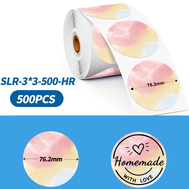 Phomemo 3-Inch 500pcs Thermal Labels For PM241-BT/PM246S/D520-BT Printer, Style: Mixed Dyes
