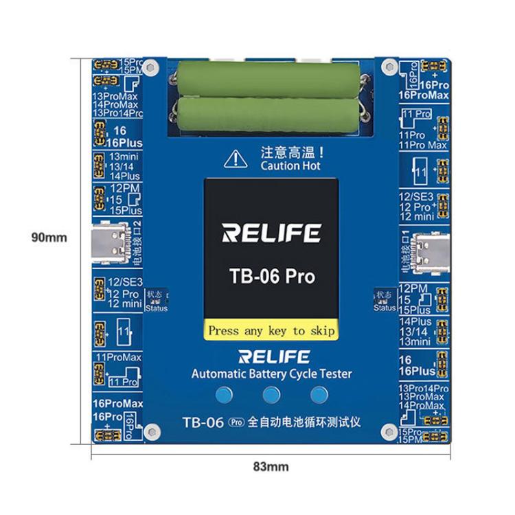 RELIFE TB-06 Pro  For IPhone 11-16 Series Fully Automatic Battery Cycle Tester With Dual-Channel Independent Battery Cycle Charging, EU Plug