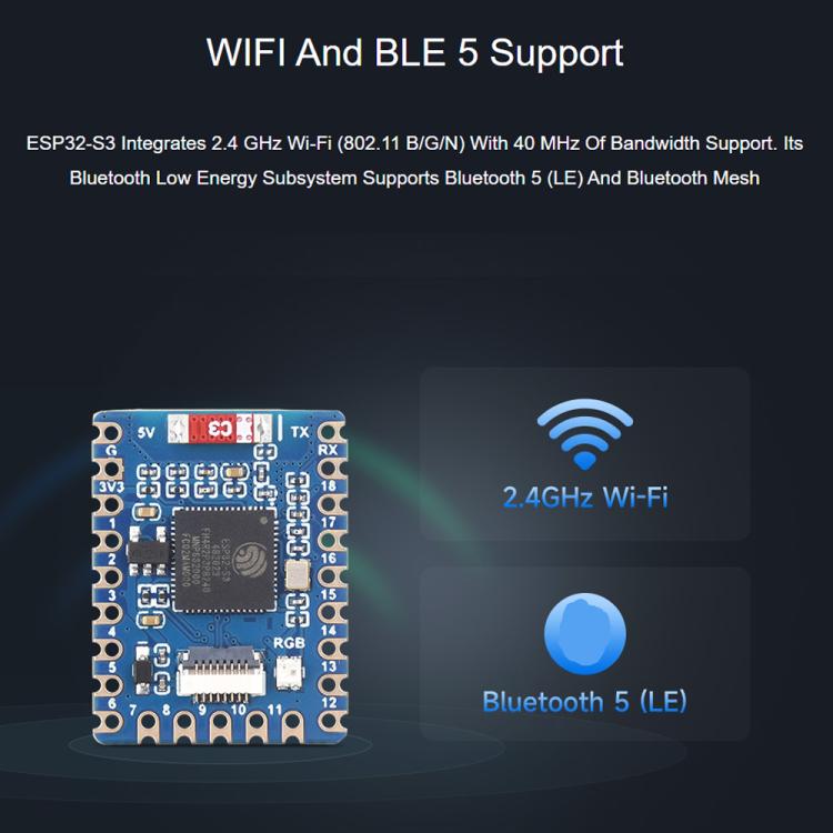 Waveshare ESP32-S3-Tiny-Kit Mini Development Board Dual-Core Processor, 240MHz Running Frequency