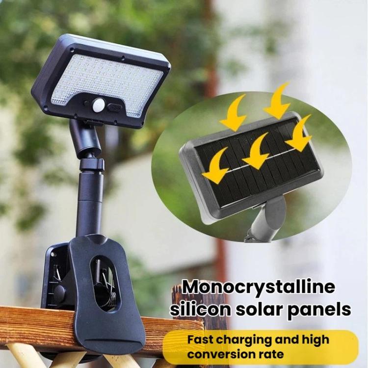 Solar Intelligent Motion Sensor Clip-On Light Outdoor Courtyard & Lawn Lamp, Spec: Three-Color Light Black