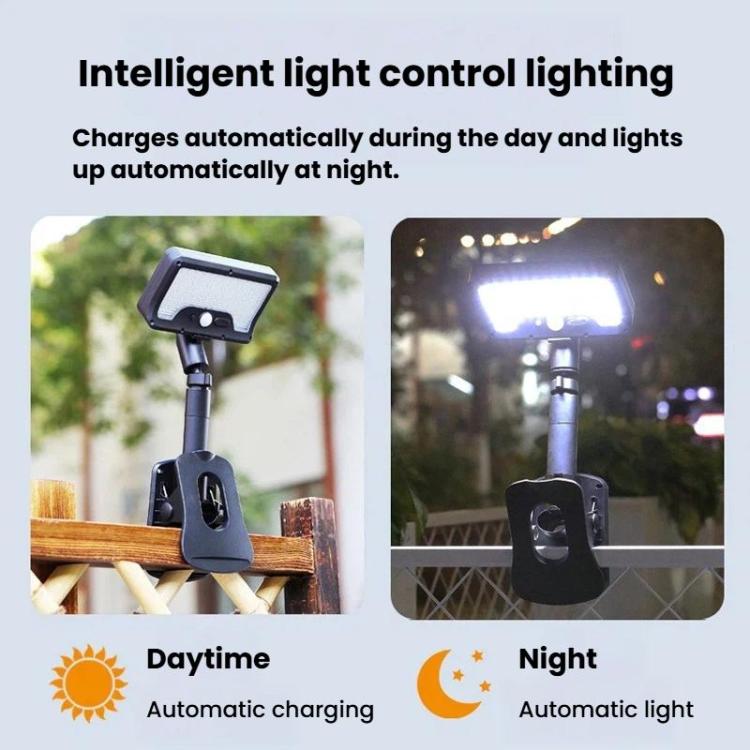 Solar Intelligent Motion Sensor Clip-On Light Outdoor Courtyard & Lawn Lamp, Spec: Three-Color Light Black
