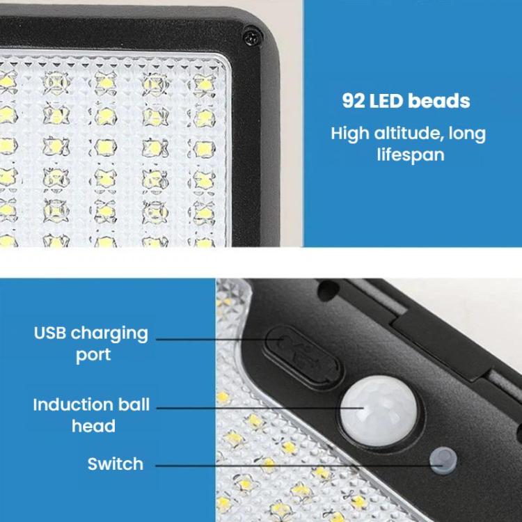 Solar Intelligent Motion Sensor Clip-On Light Outdoor Courtyard & Lawn Lamp, Spec: Three-Color Light Black