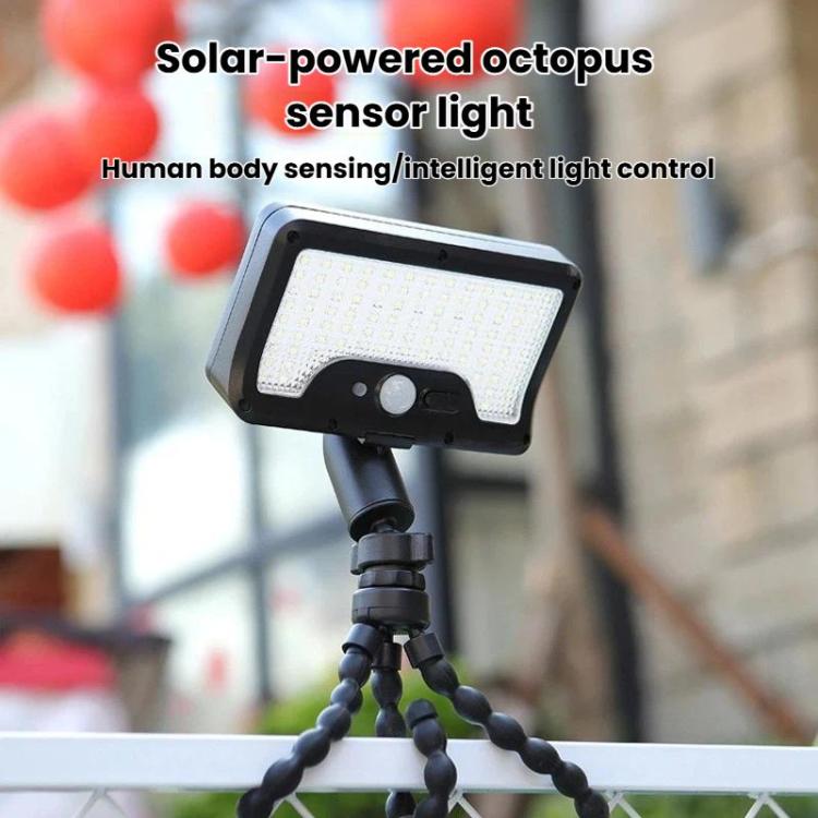 Octopus Style Solar Motion Sensor Waterproof Light Outdoor Smart Courtyard Light, Spec: White Light Black