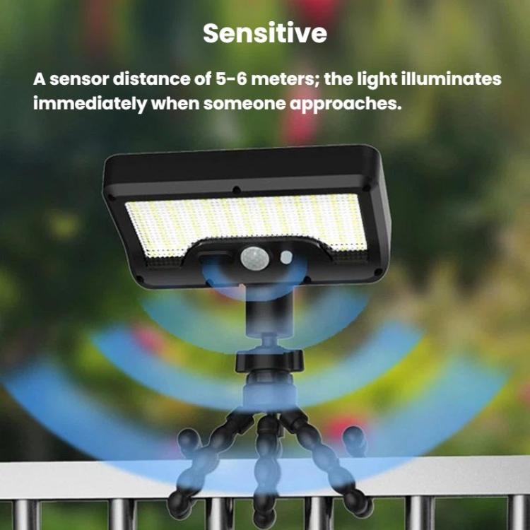 Octopus Style Solar Motion Sensor Waterproof Light Outdoor Smart Courtyard Light, Spec: White Light Black