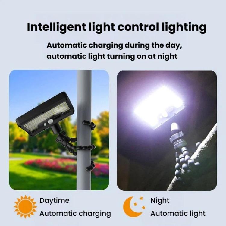 Octopus Style Solar Motion Sensor Waterproof Light Outdoor Smart Courtyard Light, Spec: Three-Color Light Black