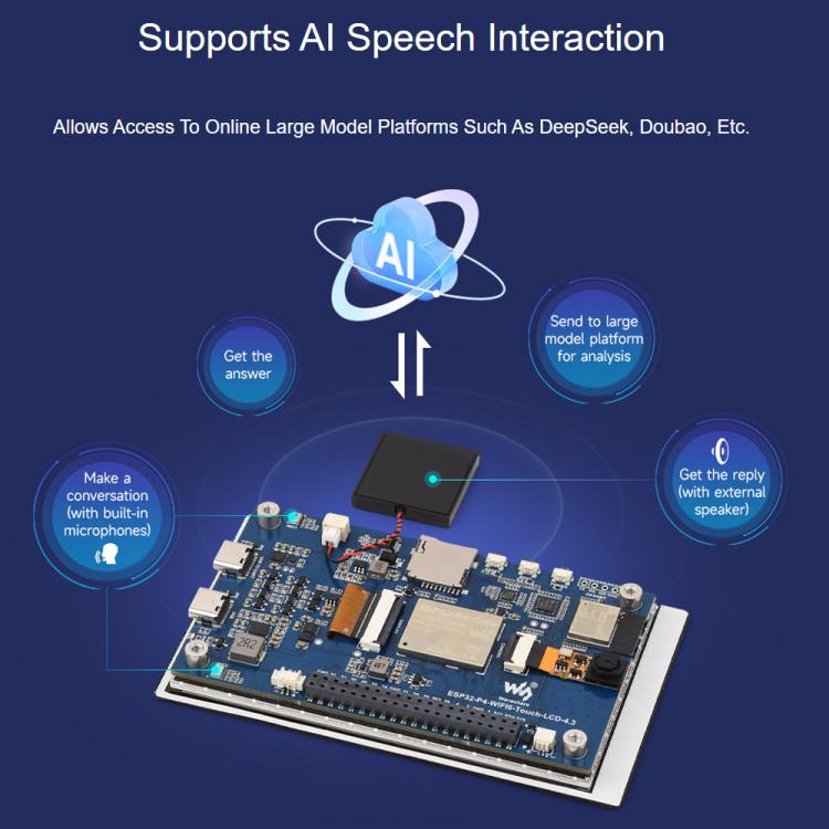Waveshare ESP32-P4-WIFI6 4.3inch Development Board, 480 × 800 Resolution, 5-Point Touch, Onboard Audio Codec Chip Basic Model