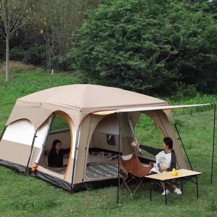 GRASS FUN Portable Folding Sun & Rain Shelter Tent 2 Bedroom 1 Living Room Outdoor Camping Tent For 5-8 People