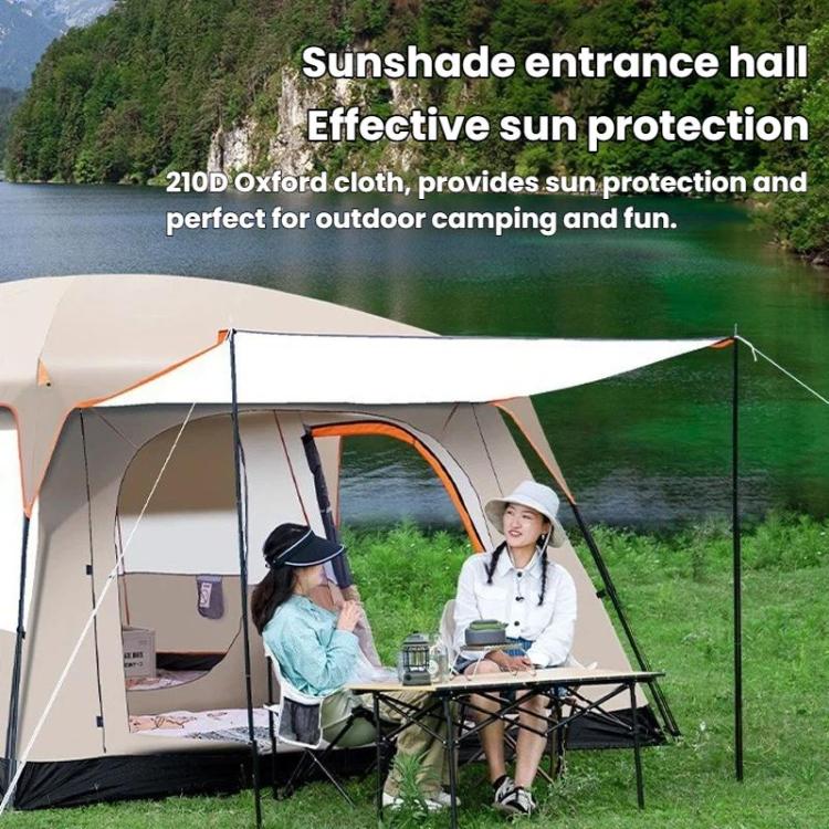 GRASS FUN Portable Folding Sun & Rain Shelter Tent 2 Bedroom 1 Living Room Outdoor Camping Tent For 4-6 People