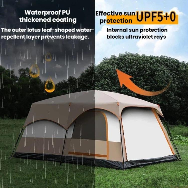 GRASS FUN Portable Folding Sun & Rain Shelter Tent 2 Bedroom 1 Living Room Outdoor Camping Tent For 5-8 People