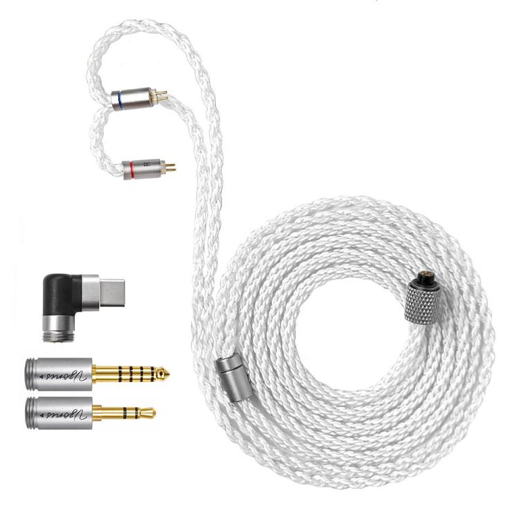 3.5mm+4.4mm+Type-C Upgraded Dual-Pin Headphone Cable With Single-Crystal Copper, Length: 1.2m