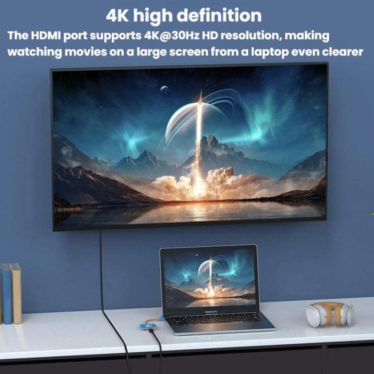 For Nintendo Switch 2 Type-C To USB 3.0+HDMI+Type-C 3 In 1 Docking Station HDR Portable Multi-Function Large-Screen Adapter