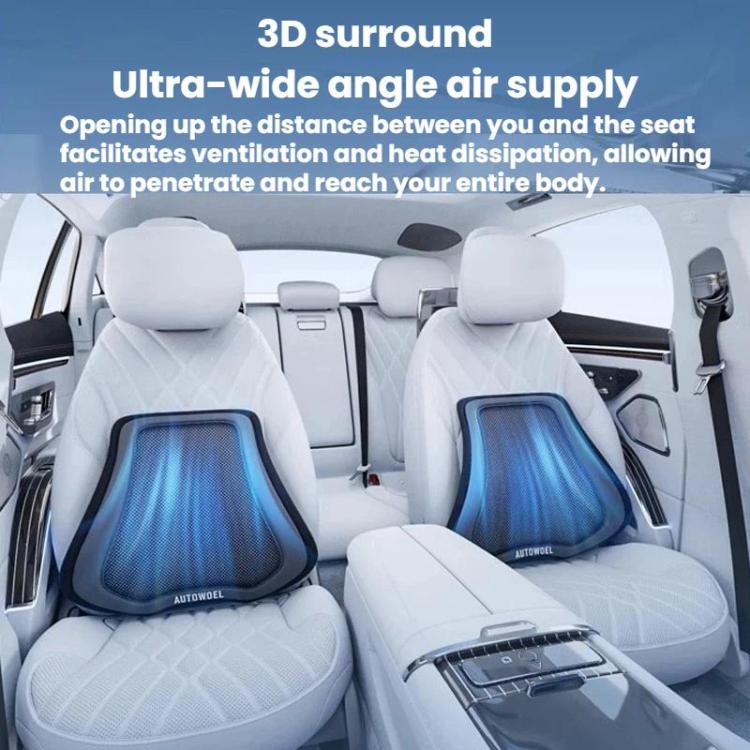 AUTOWOEL Universal Car Ventilated Lumbar Support Portable Car Seat Back Cushion, Spec: Without Fan Grey