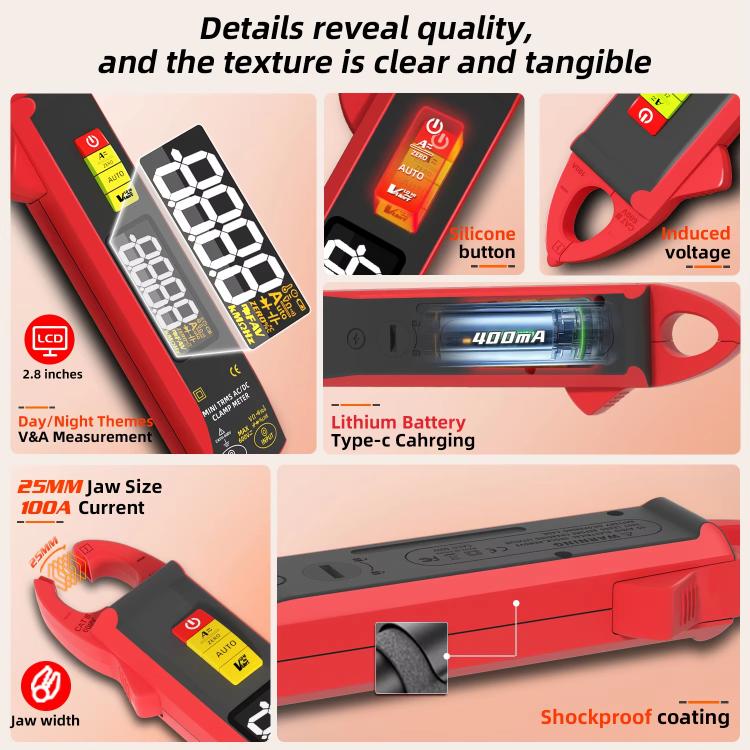 BSIDE UX1 High Precision Smart Clamp Meter AC/DC 100A 6000-Count Multimeter