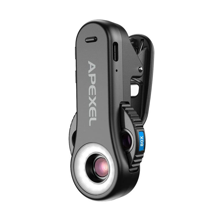 APEXEL TriScope 40X-80X-120X Phone Microscope with Dual-Temperature LED & UV Lighting - Black
