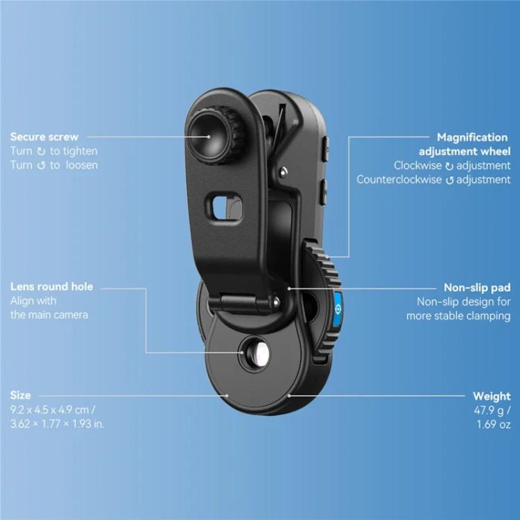 APEXEL TriScope 40X-80X-120X Phone Microscope with Dual-Temperature LED & UV Lighting - Black