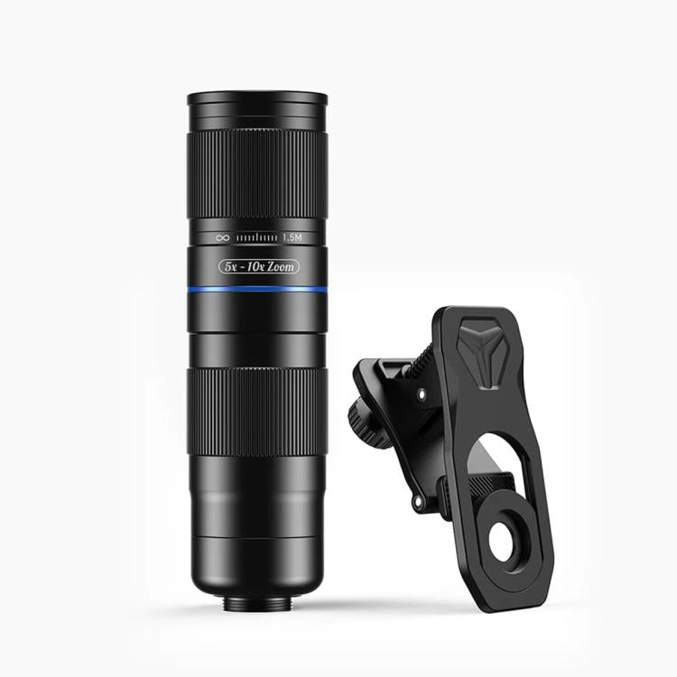 APEXEL TeleZoom 5–10X Zoom Telephoto Lens Kit for Smartphone with All-in-One Universal Clip