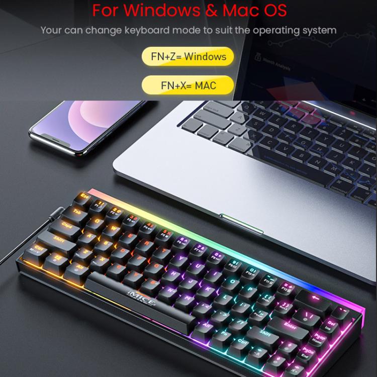 iMICE GK-170 Type-C 1.5m Wired Hot-Swappable 68-Key RGB Mechanical Keyboard