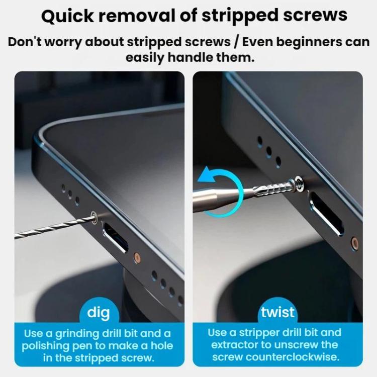 Slipped Thread Drill Bits Screwdriver Accessories for Mobile Phone Repair