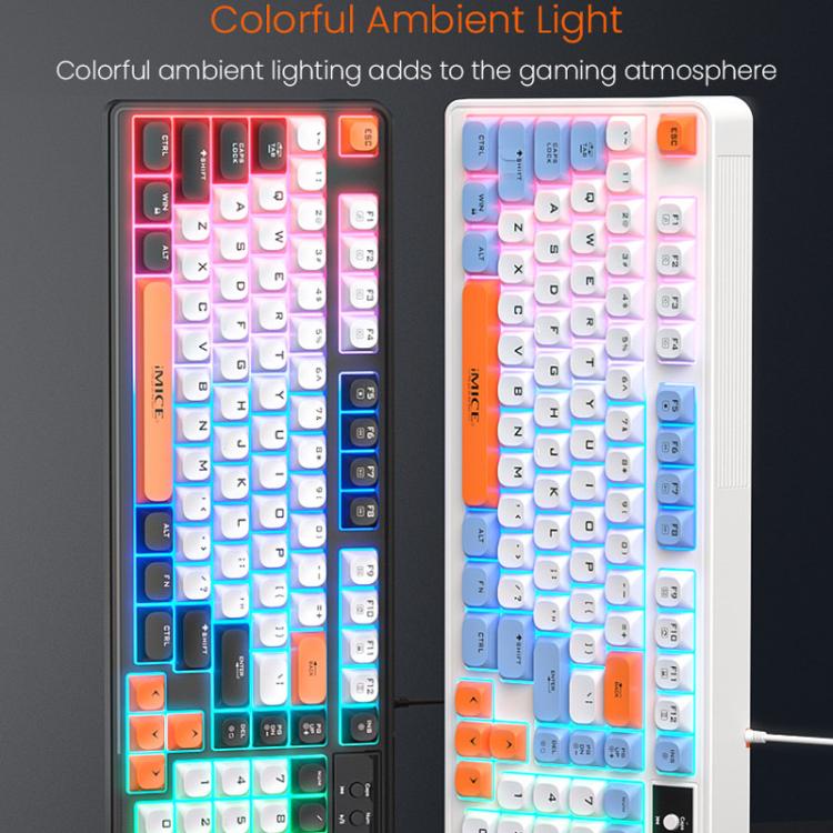 iMICE AK-300 99-key USB Backlit Multi-Color Keycap 1.5m Wired Gaming Keyboard With Dimmer Knob - Black