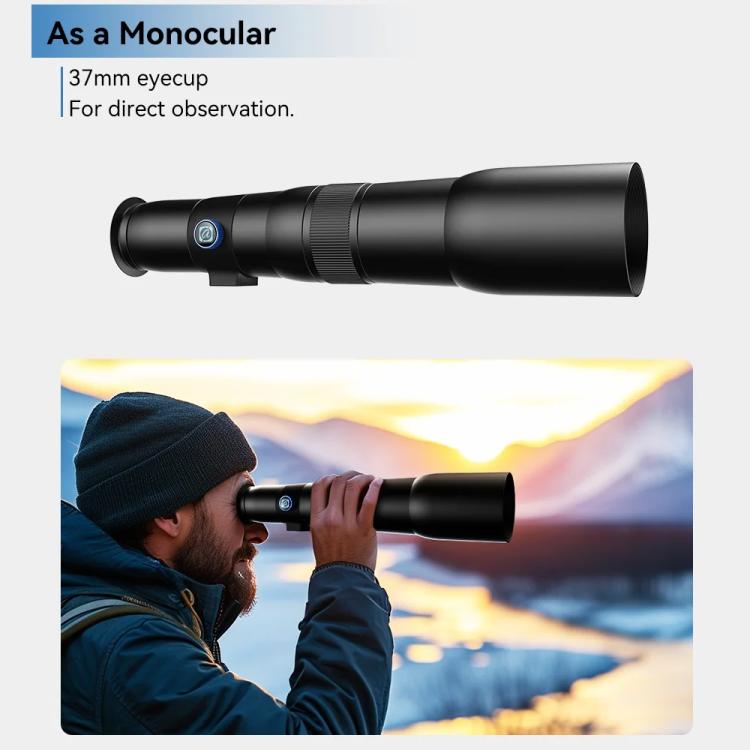 APEXEL TeleCular 50x Telephoto Lens Kit for Smartphone with 360-degree Ball Head Tripod & Internal Focus - Black