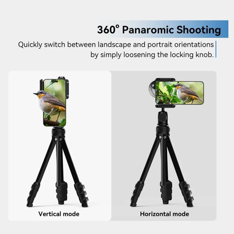 APEXEL TeleCular 50x Telephoto Lens Kit for Smartphone with 360-degree Ball Head Tripod & Internal Focus - Black
