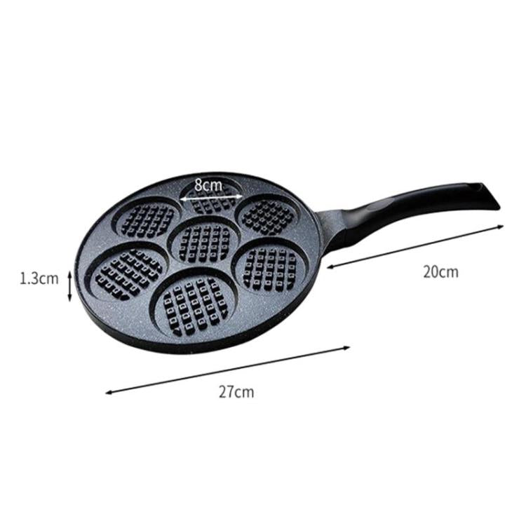 7-Cup Non-Stick Breakfast Burger Pan Household Flat Bottom Egg Frying Pan, Style: Waffle Gas