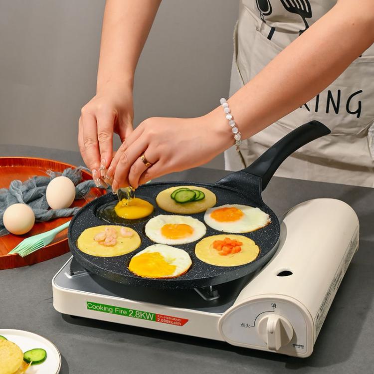 7-Cup Non-Stick Breakfast Burger Pan Household Flat Bottom Egg Frying Pan, Style: Waffle General