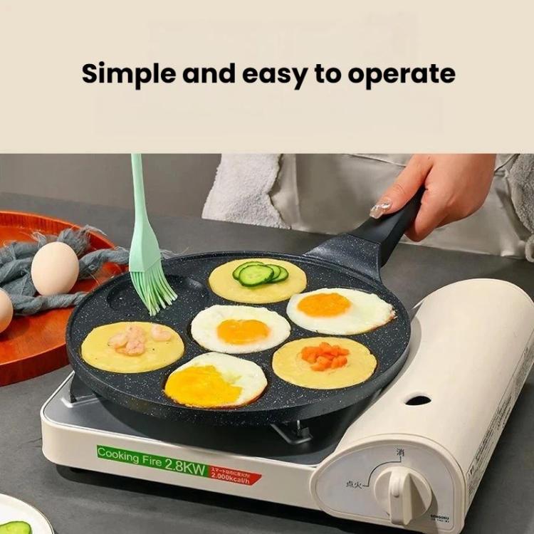 7-Cup Non-Stick Breakfast Burger Pan Household Flat Bottom Egg Frying Pan, Style: Waffle General