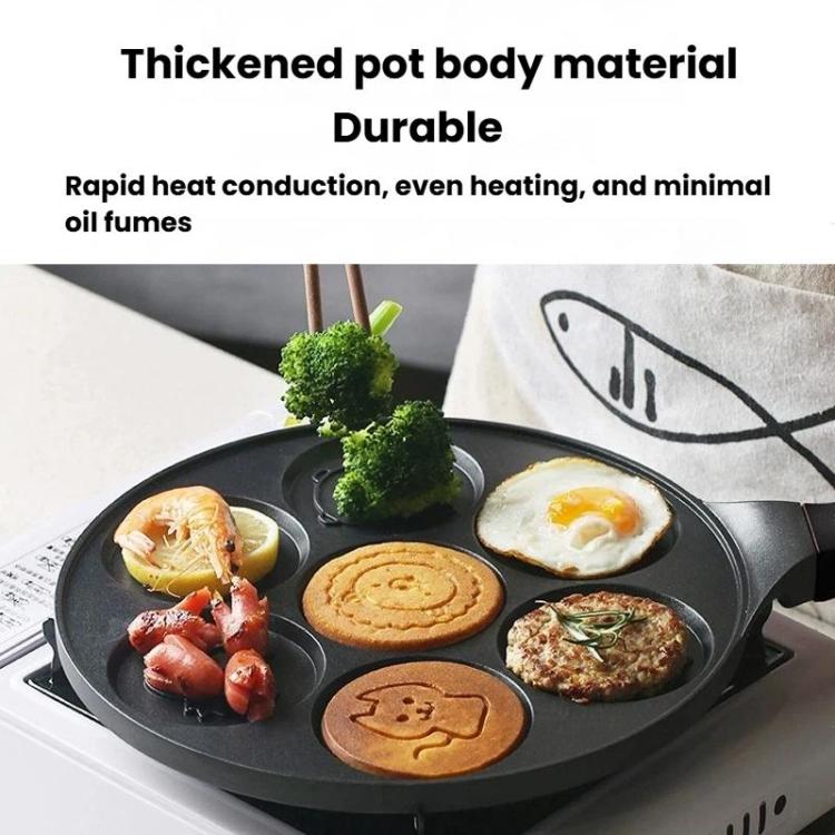 7-Cup Non-Stick Breakfast Burger Pan Household Flat Bottom Egg Frying Pan, Style: Waffle Gas