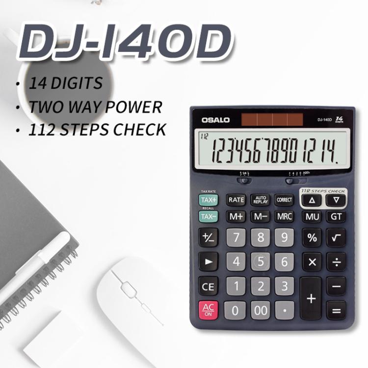 OSALO DJ-140D  Check & Correction Calculator 14 Digits with 112-Step Review Solar Power for Office Accounting and Finance