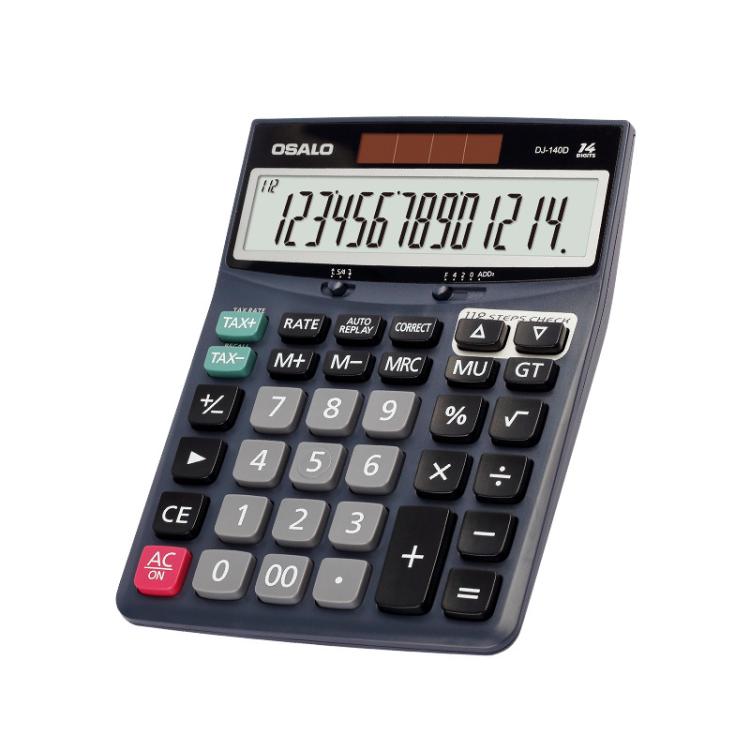 OSALO DJ-140D  Check & Correction Calculator 14 Digits with 112-Step Review Solar Power for Office Accounting and Finance