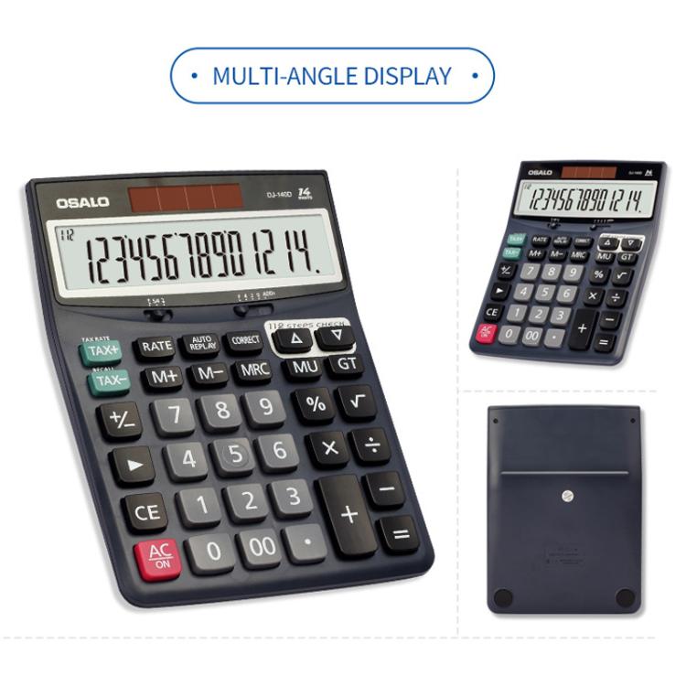 OSALO DJ-140D  Check & Correction Calculator 14 Digits with 112-Step Review Solar Power for Office Accounting and Finance